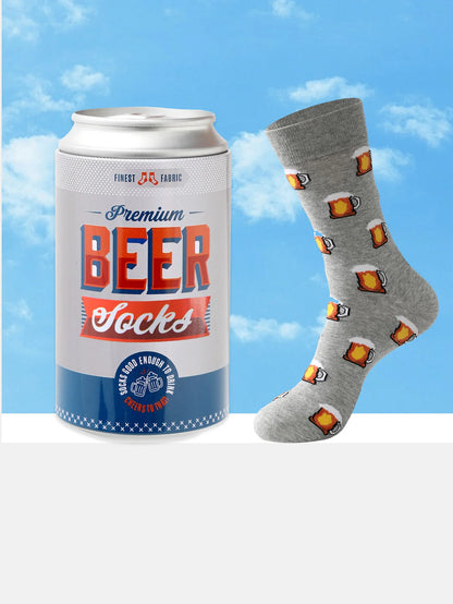 A pair of unique beer personalized patterns socks men and women on the eve of Halloween Give Friends Gift Socks Four Seasons