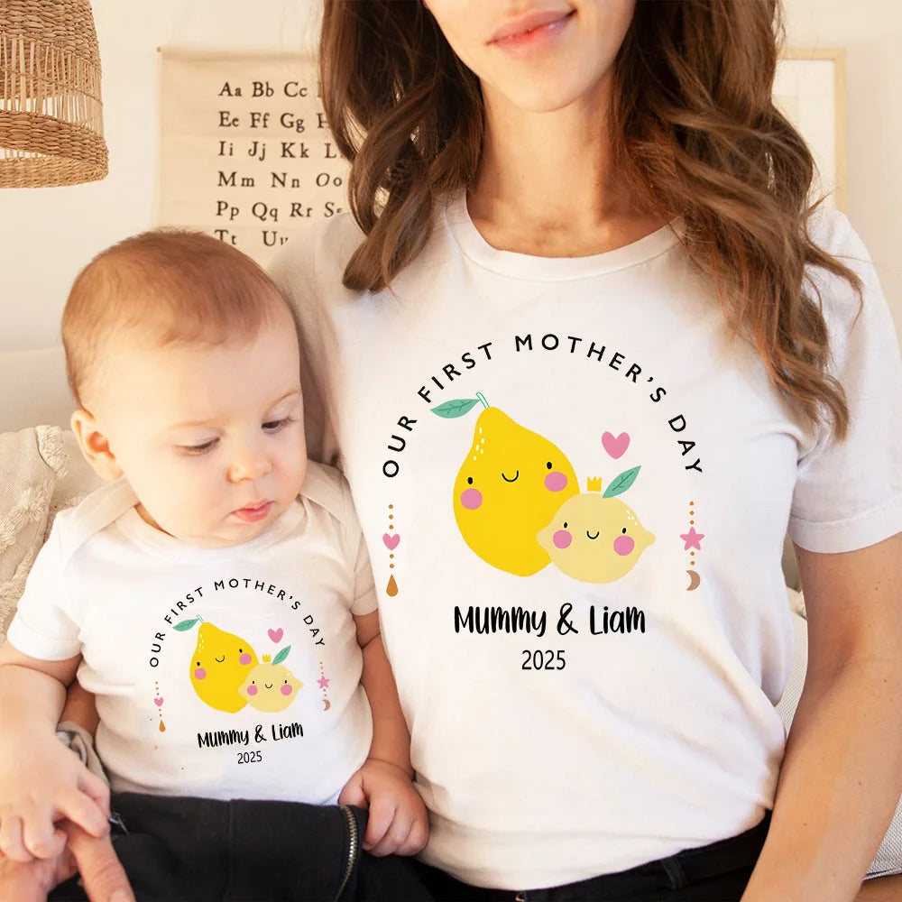 Personalised Matching Our First Mother's Day T-shirt Funny Mummy and Baby Gift Mama and Me Tee 1st Mothers Day Gifts