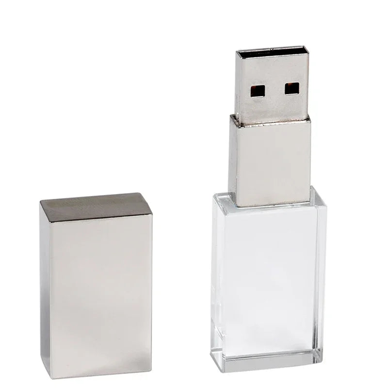 JASTER Crystal Wedding Gifts USB Flash Drives 128GB 3D Laser Engraving Custom Logo Pen Drive 64GB Photography Gift Memory Stick