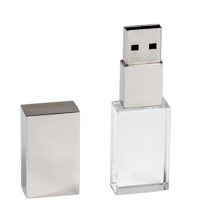 JASTER Crystal Wedding Gifts USB Flash Drives 128GB 3D Laser Engraving Custom Logo Pen Drive 64GB Photography Gift Memory Stick