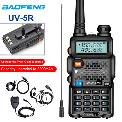 Baofeng UV-5R USB Lange Afstand Dual Band Ham Amateur Met Vhf Uhf Fm CB 128CH 2200mAh Portable Handheld Long Range Two Way Radio