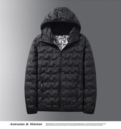 Winter white down jacket men's graphene self heating windproof pleated hooded down jacket casual warm down jacket men's coat
