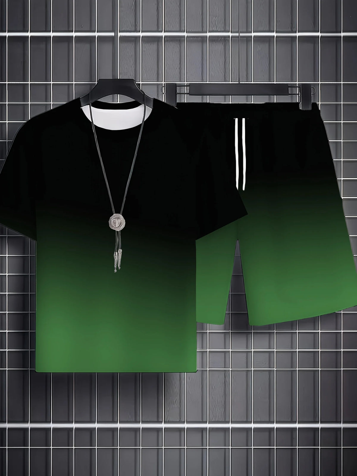 New Men's Summer Set Short-Sleeve T-Shirt Two-Piece Set Stylish Athletic Wear 3D Gradient Print Casual Shorts and T-Shirt Set