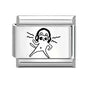 Laser Engraving Cute Cartoon Black Playing Cats Italian Charm Links Fit 9mm Stainless Steel Bracelet Men Women DIY Making Gifts