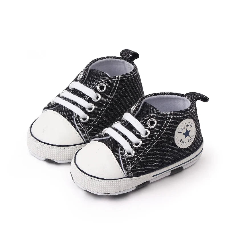 New Baby Shoes Boys Girls Classic Canvas Casual Sneakers Spring Newborn First Walker Toddler Soft Sole Non-Slip Walking Shoes