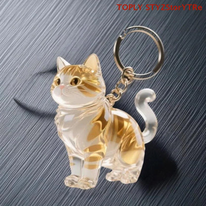 Cute Animal Fur Capsule Keychain, Transparent Cat Hair Bag Pendant, Souvenir Collection and Gift Decorative Accessory