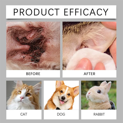 Pet Ear Pro Drops For Cats Dogs Removes Wax Dirt & Soothes Irritation Deep Cleans, Dries Prevents Infections Pet Care Essential