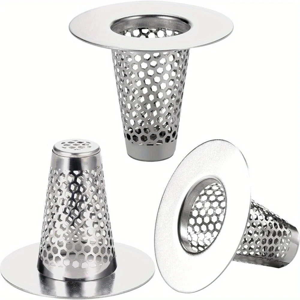3pcs/pack Premium Stainless Steel Bathroom Sink Drain Strainer New Style Hair Catcher for 1.2" to 1.6" Drain Hole Suitable