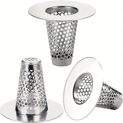3pcs/pack Premium Stainless Steel Bathroom Sink Drain Strainer New Style Hair Catcher for 1.2" to 1.6" Drain Hole Suitable