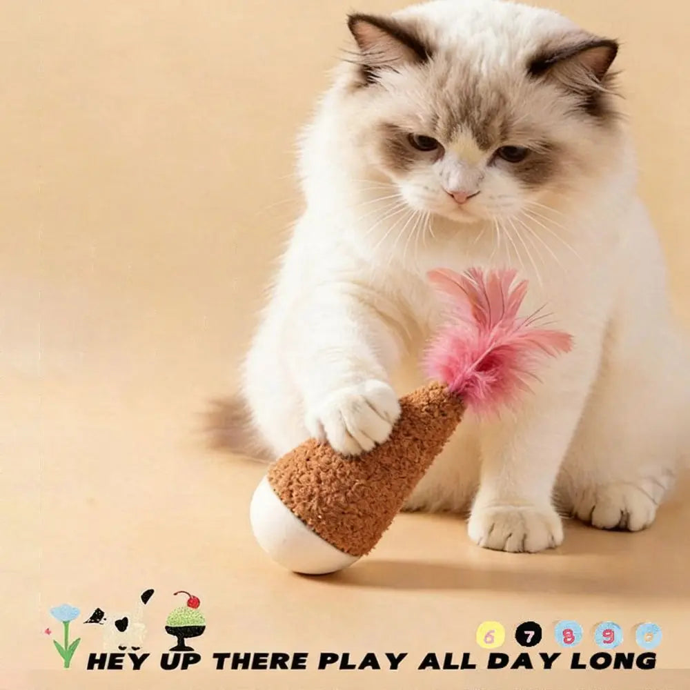 Creative Feather Tumbler Wobbler Wobbler Design Non-toxic Cat Supplies Bite-resistant Attractive Interactive Cat Solo Play
