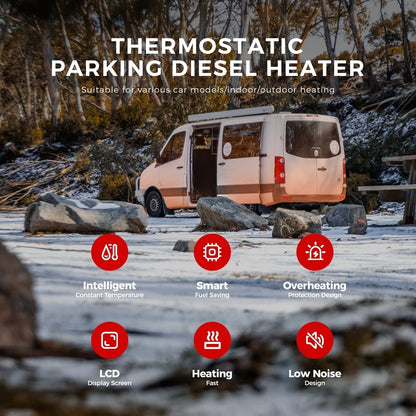 Sunster 12V/24V 8KW Diesel Air Heater Bluetooth APP Night Heater All-in-One with Remote Control Parking Air Heater for Car RV
