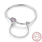 Bracelet Original 925 Sterling Silver Charm Bracelet 17-20CM Love Heart Pave Zirconia Bracelet for Women DIY Charm Jewelry Gifts