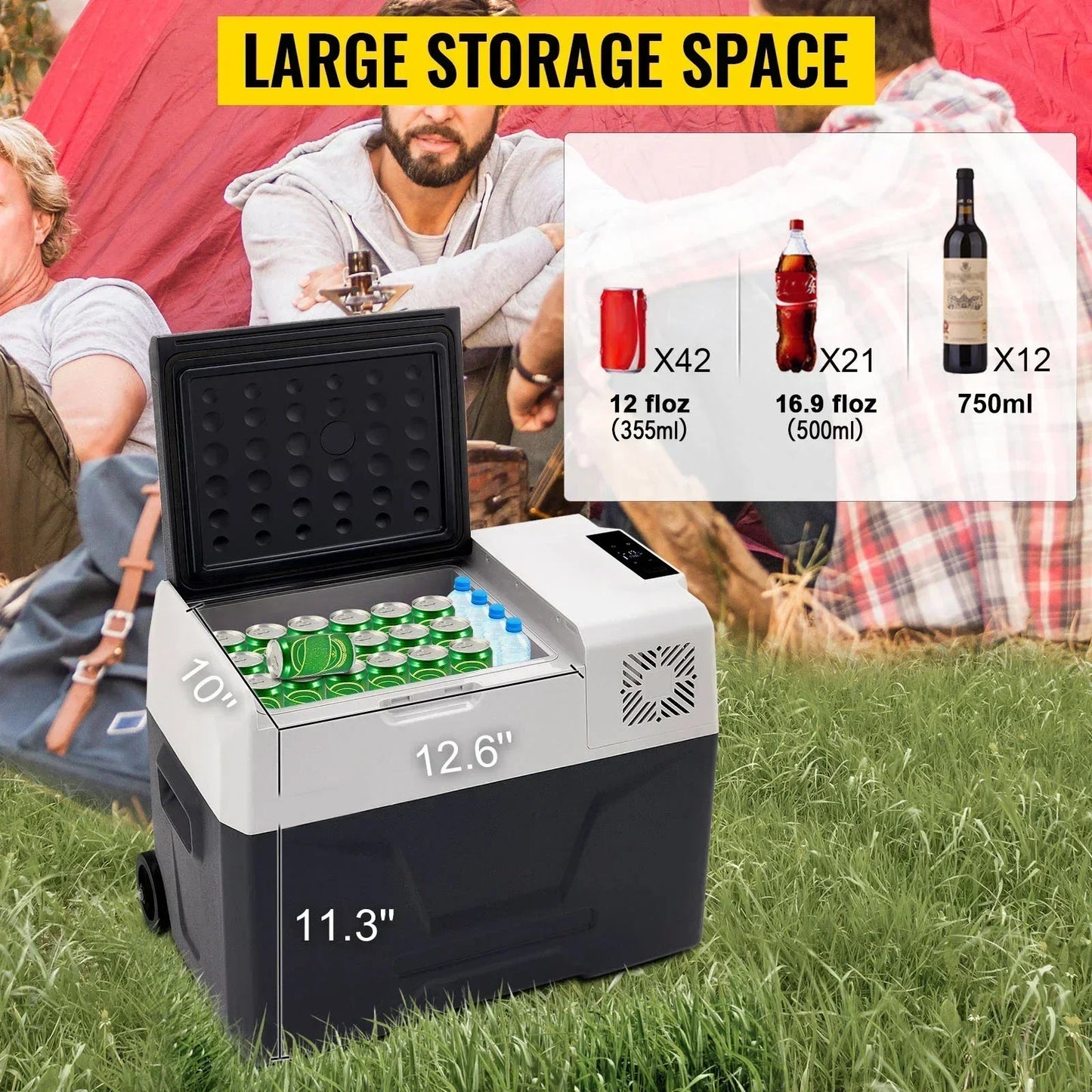 SIHAO Portable Car Refrigerator 15L 20L 30L 35L 40L 45L 50L 55L Compressor Fridge Freezer 12V 24V DC 110-240V AC Dual Use Vehicle Home for Camping Travel Outdoor