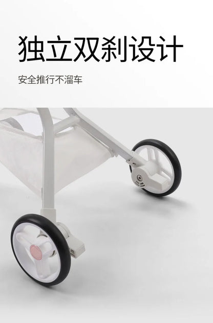 Foldable Detachable Pet Stroller Lightweight Travel Cart with Carry Basket for Dogs Cats Rabbits Outdoor Use