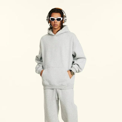 Men casual sportswear set  Fashionable American-style letter printed fleece pullover and fitted sweatpants set highly versatile