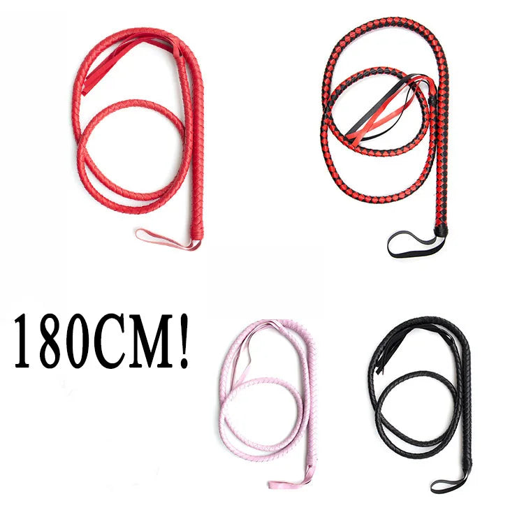 1.8M Long Faux Leather Bondage Whip Handle Riding Crop Fetish Flogger Sexy BDSM Toys for Adult Woman Halloween Costume Accessory