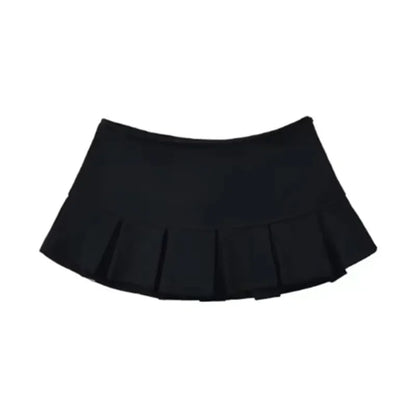 Fabric Y2K Mini Skirt Women Low Waist Wide Pleat Light Grey Sexy Vintage A-line Pleated Skirt Casual Skort Summer