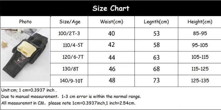 Autumn Winter Children Girl's Legging Thicken Warm Kids Girl Warm Plush Legging Trousers Elastic Waist Leggings Kids Pants