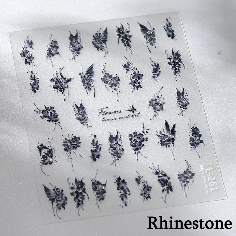 5D Gold Stamped Silver Sun Stars Snake Nail Art Stickers Totems Reliefs Self Adhesive Dark Chinese Style Manicure Decals