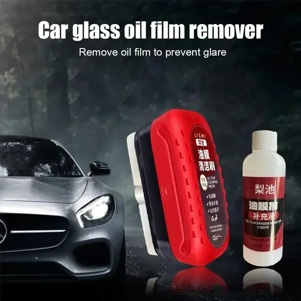 Car Windshield Cleaning Brush Glass Oil Film Remover Front Dashboard Side Window Rearview Mirror Cleaning Agent Water Repellent