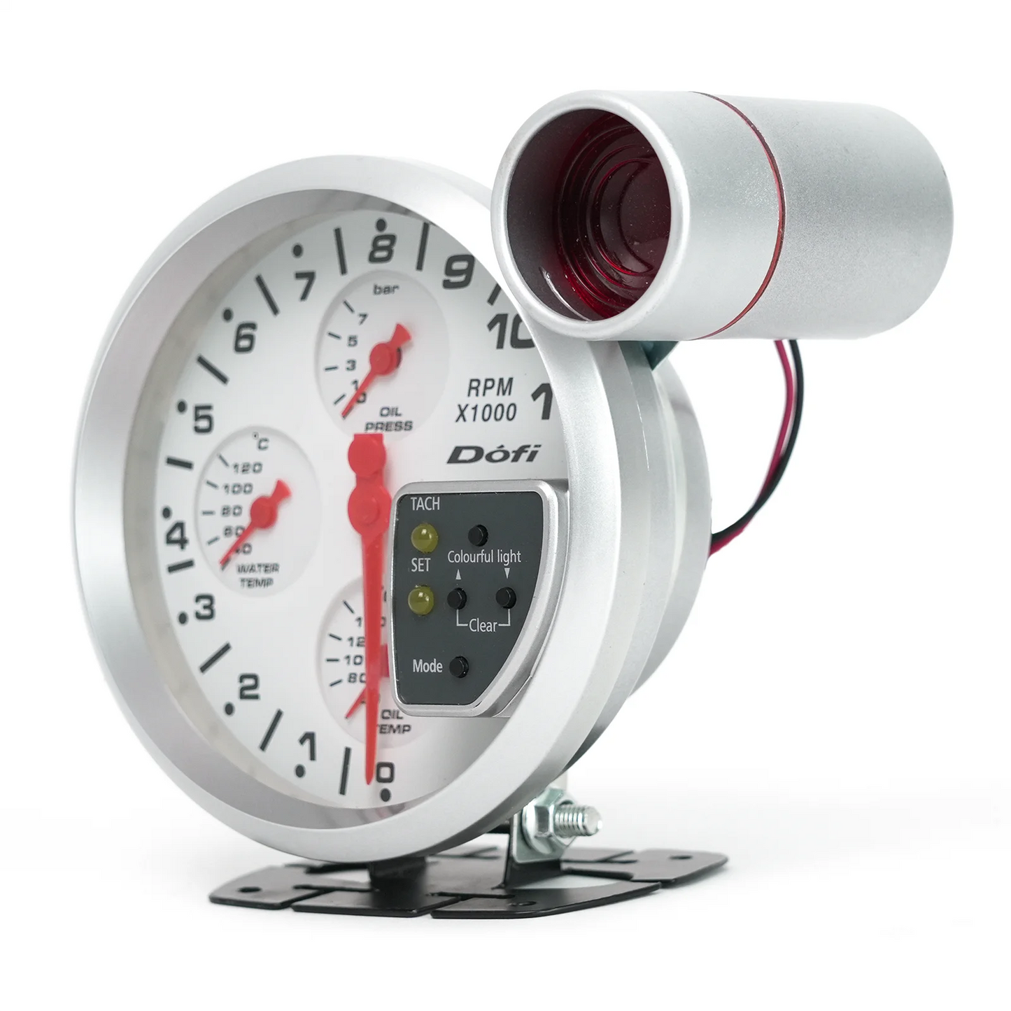 5" Car Gauge 4-in-1 Tachometer Water Temperature Oil Temperature Oil Pressure Gauges Multifunctional Gauge with Alarm Function