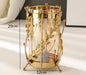 Gold Hollow Coral Vase Transparent Glass Vase Ornament Metal Rack Living Room Hydroponic Flower Arrangement Home Decoration