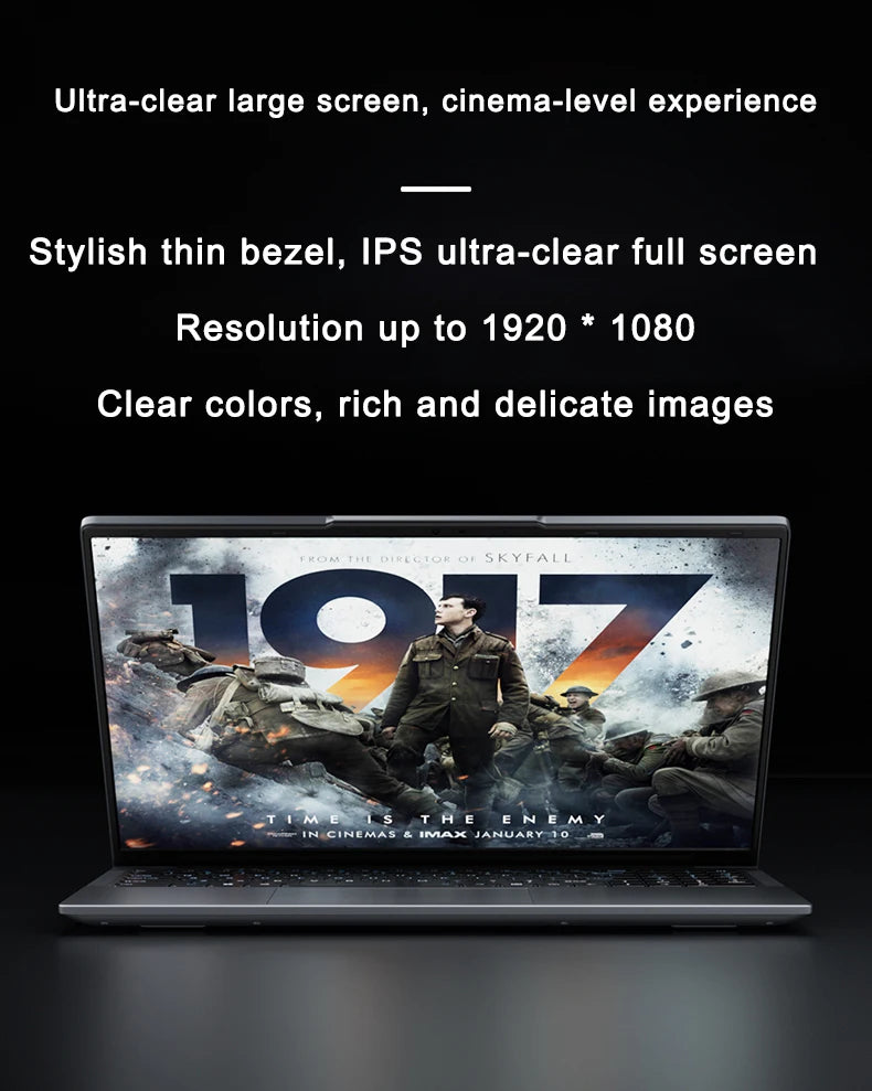 Lightweight 15.6" Laptop Intel 6500Y 32GB RAM 2TB SSD 5000mAh Windows 11 Backlit Keyboard Fingerprint for Business & Gaming