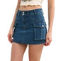 Streetwear Solid Color Cowboy Tight Skirts Women Fashion Pocket Design Sense Package Hip Slim Denim Mini Skirt Female Spring New