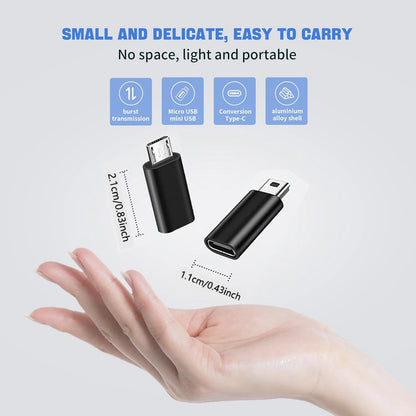 4 Pack USB C Adapter, 2 USB C Female to Micro USB Male Connector, 2 USB C to Mini 5-Pin USB Male Adapter