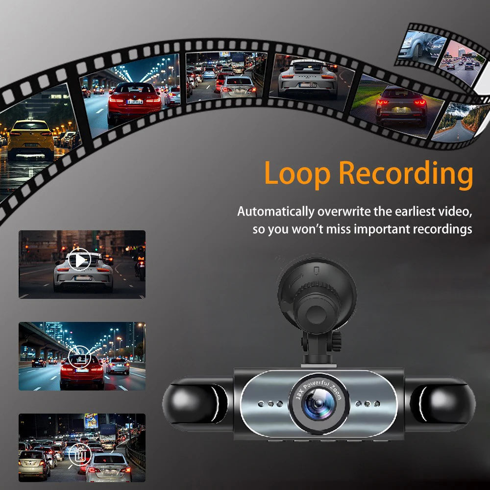4 Channel Dash Cam 360° Car Video Recorder Black Box with Night Vision 24/7 Parking Monitor G-Sensor Loop Recording Auto Parts