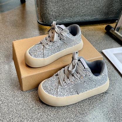 Girls' Shoes 2024 Spring New Casual Versatile Little Girls Star sneakers Spring and Autumn Children's Sports Shoes