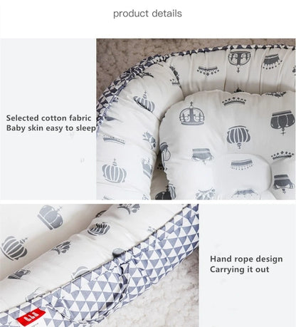 85x50cm Baby Nest Baby Crib Infant Cradle Cotton Cot Newborn Nursery Bassinet with Pillow Infant Toddler Lounger