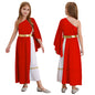 Halloween Virgin Mary Costume for Kids Girls Fancy Greek Princess Cosplay Long Sleeve Ruffle Dress with Chiffon Cape Theme Party