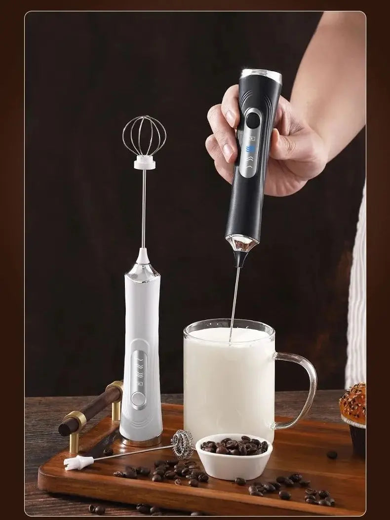 USB Electric Mixer, Handheld Coffee Milk Frother, Portable 3-Speed Blender, Butter Maker, Kitchen Tool, Ingredient Mixer
