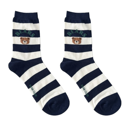 Good Quality Cartoon Gentleman Bear Men's Socks Cotton Harajuku Style Sport Boys Skateboard Novelty Breathable  Christmas Gifts
