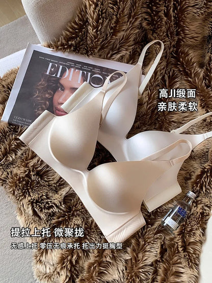 Satin Bralette Slip for Small Bust Women Seamless One Piece Wireless Support Anti Sagging Comfort Everyday S-XL MOYISU Sexy AB