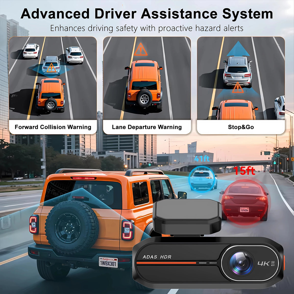 4K 3840*2160P Dash Cam WiFi GPS ADAS Front 4K Rear 2.5K DVR Video Recorder 24H Night Vision Dashcam Car Camera For Car Black Box