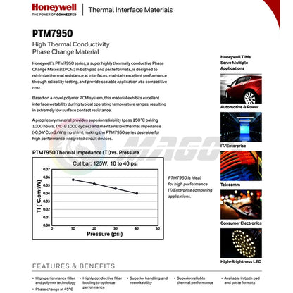 Honeywell PTM7950 Thermal Pad Phase Change Graphics Card CPU Notebook Computer Cooling Efficient Conductive Silicone Shim
