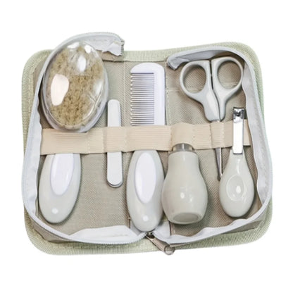 6/7-piece Baby Daily Care Set - Baby Nasal Irrigator, Small Scissors, Soft Hairbrush, Nail File, Small Toothbrush, Nail Clipper