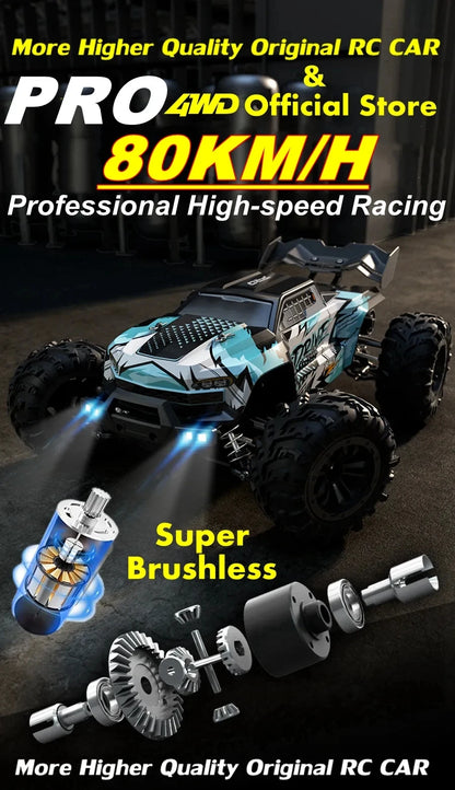4WD Remote Control Car Off Road 4x4 RC Car High Speed Buggy Truck Super Brushless 50 or 80KM/H Fast Drift Racing Toy Gift