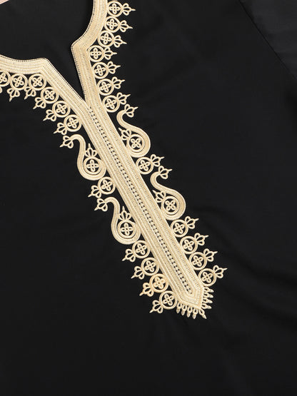 2024 Traditional Embroidery Men's Moroccan short sleeve Thobe Jubba Kandora Dishdasha robe Islamic dress Ramadan abaya