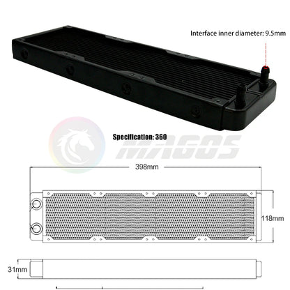 PC Water Cooling Radiator Aluminum For CPU GPU RAM Heatsink Exchanger Fan Cooler 60/80/90/120/240/360mm Black/White