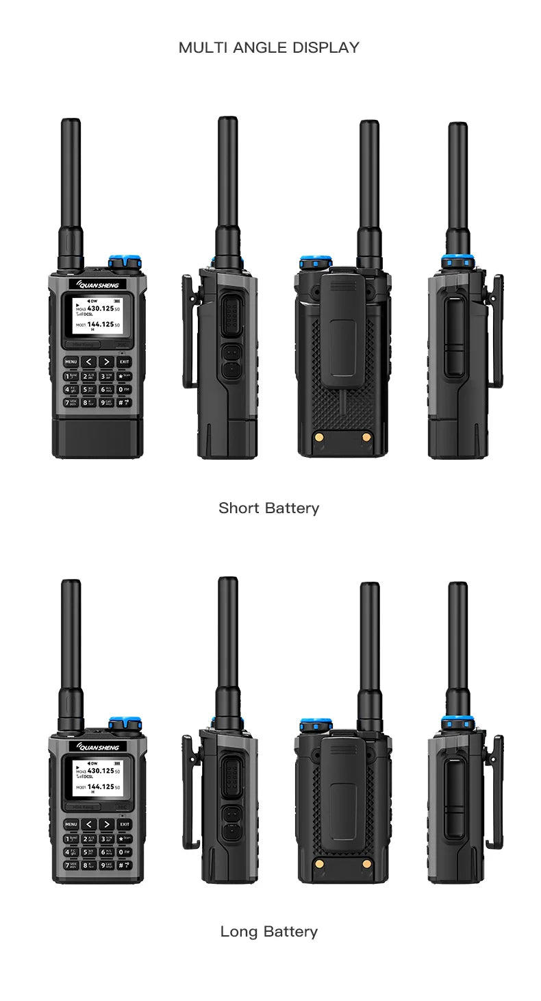QUANSHENG K1 Air Band Walkie Talkie Wireless Copy Frequency Meter Type-C Charging NOAA Multi-Band Portable Two Way Radio UV