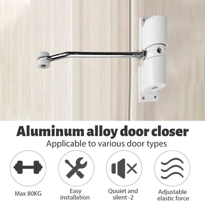 180 Degree Automatic Door Closer Metal Adjustable Heavy Duty Safety Spring Silence Durable Convert Hinged Door Interior Exterior