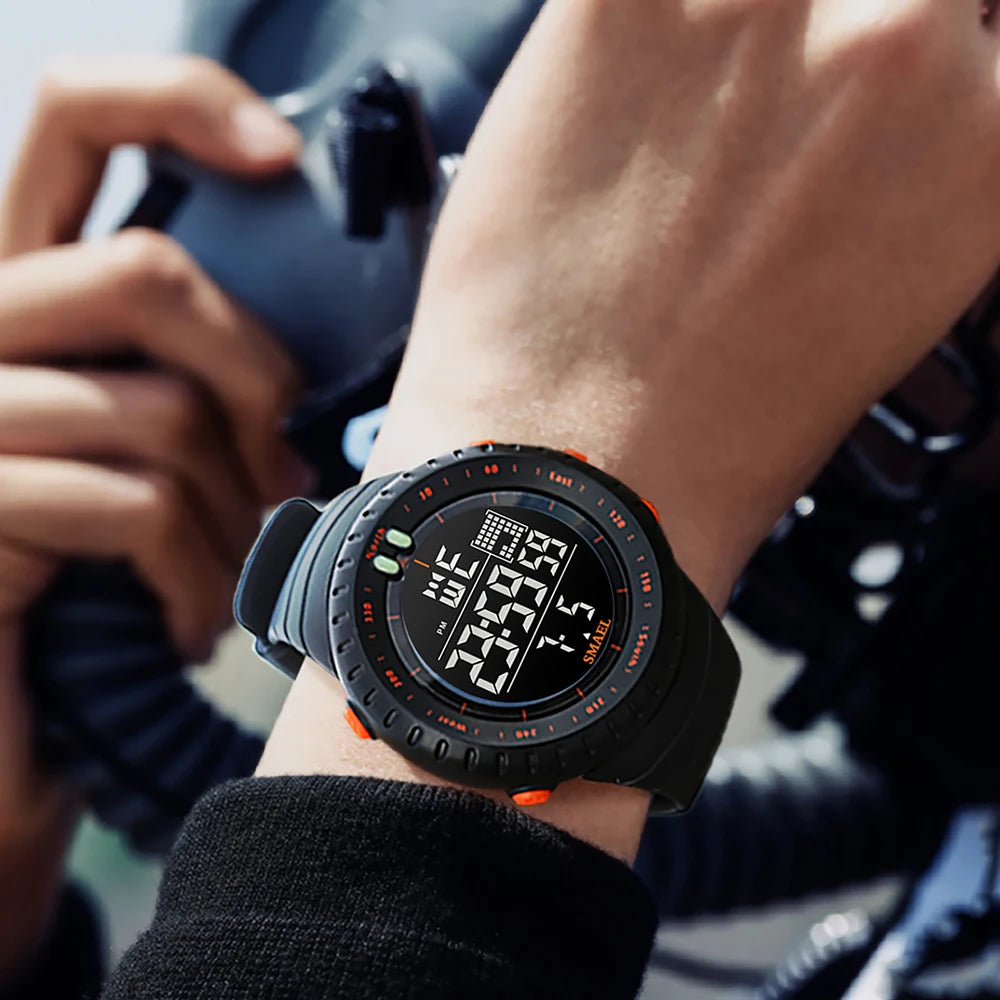 SMAEL Brand Men Electronics Watch Outdoor Sports Waterproof Big Dial Digital LED Alarm Digital-watch 1237 Sport Watch