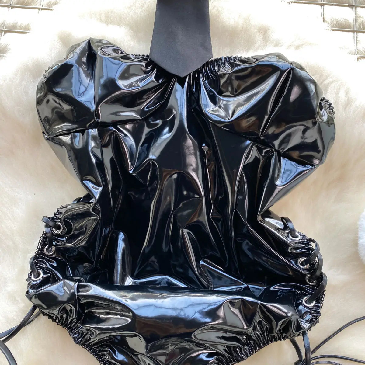 PU Leather Rabbit Girl Strapless Strapping Slim Jumpsuit Set Exotic Pornographic Lingerie Party Cosplay Bodysuit Lace-up Sexy