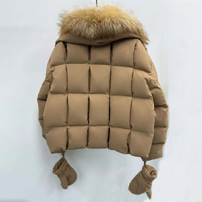 Women's winter jacket New detachable fox fur collar down coats for winter 2025 white duck down filled warm thick coat outerwears