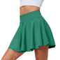 Women's Solid Color High Waisted Tennis Pleated Skirts Inner Pocket Quick Drying Sports Short Running Fitness Skirt