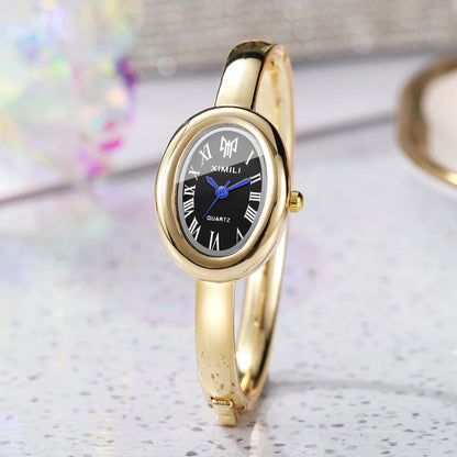 Elegant Oval Roma Dial Women Quartz Watch Fashion Bracelet Strap Ladies Wristwatch Reloj Mujer Girls Clock Gift