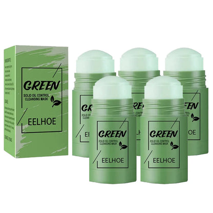 1~5PCS Green Tea Clay Stick For Face Green Mask Stick Smear Acne Shrink Blackhead Green Tea Extract Facial Mask Pore Cleansing